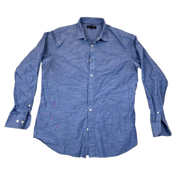 Banana Republic Mens Dress Shirt Large 16-16.5 Neck Long Sleeve Chambray Slim - Picture 1 of 9